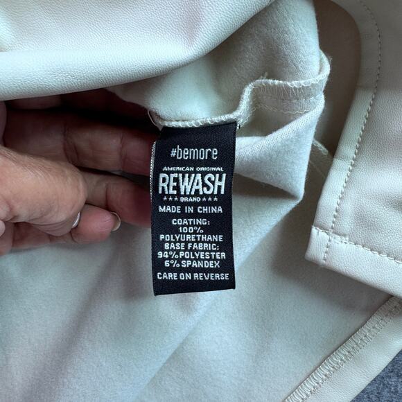 Rewash NWT Women's XS Cream Vegan Leather Mini Skirt - Picture 5 of 6